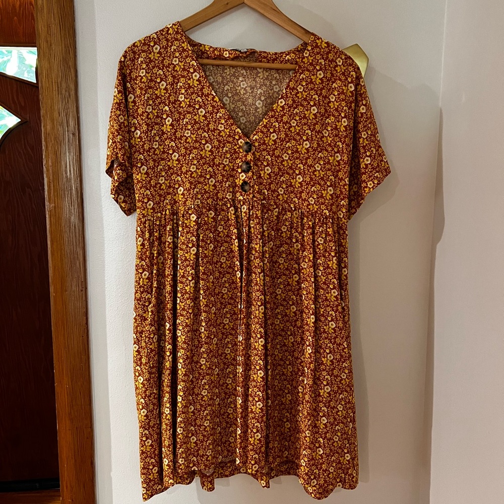 Madewell Button-Front Babydoll Dress Floral - M
